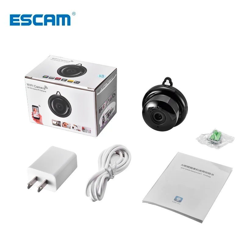 Escam V380 Mini Wifi IP Camera HD 1080P Wireless Indoor Camera Nightvision Two Way Audio Motion Detection Baby Monitor Camera