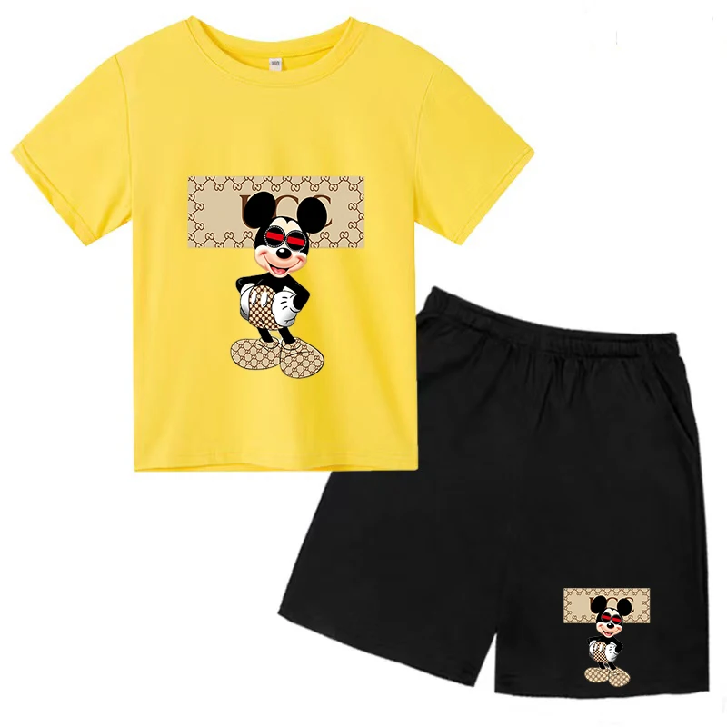 Camiseta con estampado de Anime para niños y niñas, top encantador y pantalones cortos, de 2P ropa bonita, conjunto informal deportivo para correr,