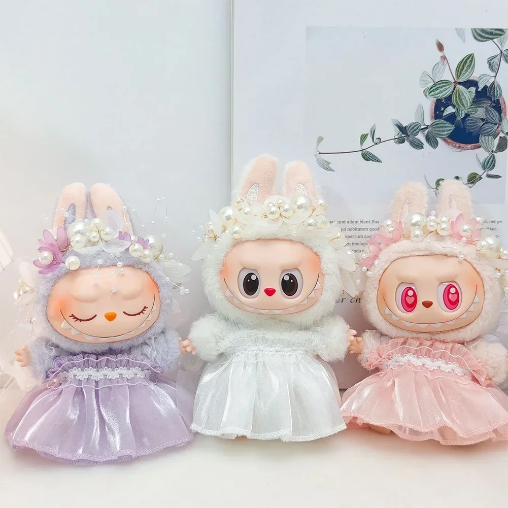 

Mini Plush Doll'S Clothes Outfit Accessories For 15-17cm Labubu II Idol Dolls Flower Fairy Pretty Dress Hat Clothing Kid Gift