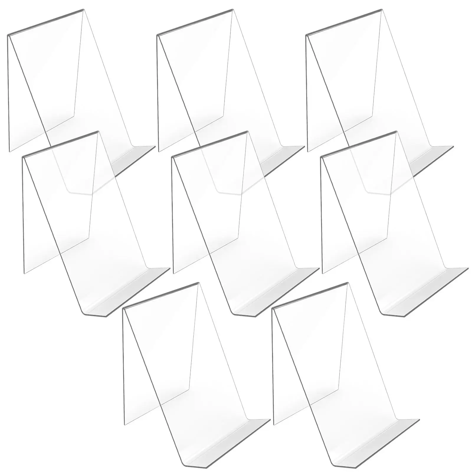 

8 Pcs Clear Acrylic Book Stand Transparent Display Shelf Desk Organizer Magazine Rack Brochure Holder Storage Solution