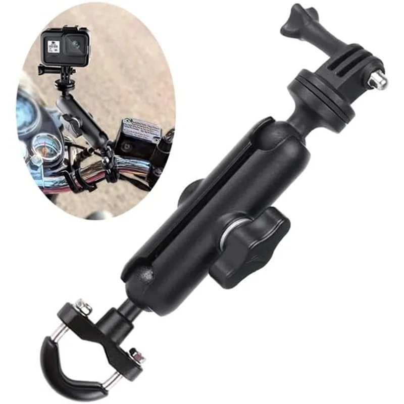 قوس الدراجة 360 °   حامل ألومنيوم مثبت على المقود الدوار لـ Gopro Hero8/7/6/5/4+ كاميرات الحركة Osmo جزء الدراجة النارية