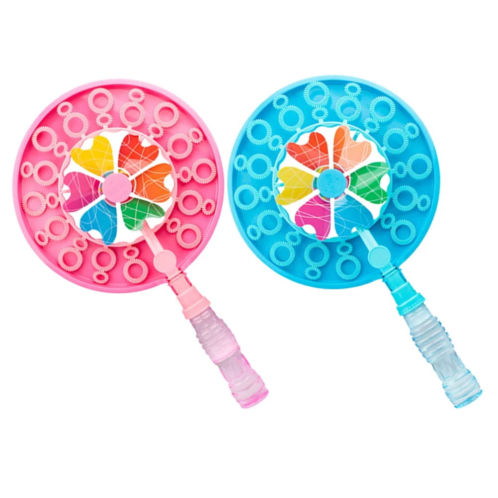 

2 Pcs Windmill Bubble Machine Wand for Kids Unique Maker Toys Small Wands Machines Bubbles Bath Blowing Halloween