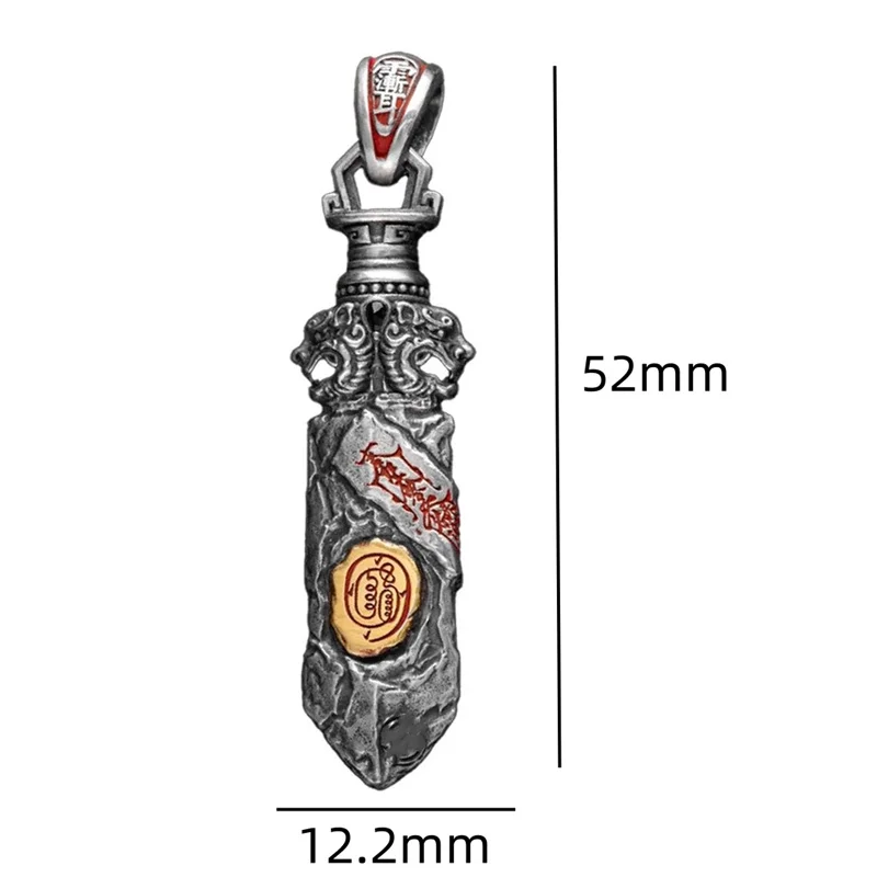 Blessing Taoist Scriptures Sword Pendant Men Jewelry Retro Relief Dragon Head Amulet Necklace Male Choker Accessories