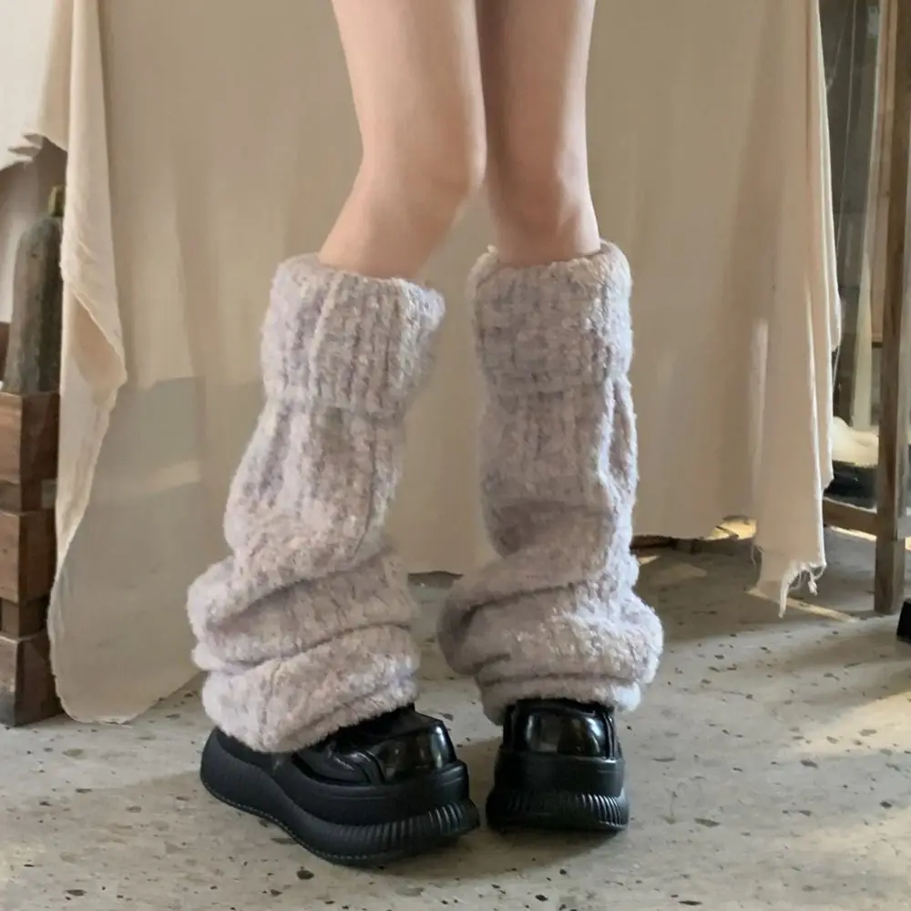 

Harajuku Thick Warm Winter Leg Warmers Foot Cover Kawaii Kinted Leg Warmer Y2K Lolita JK Knit Long Stockings Accessories