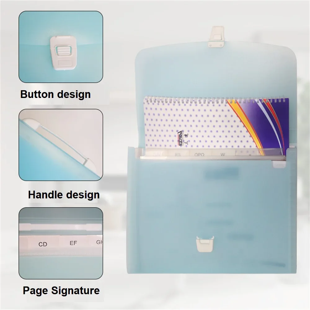 A4 Multi-Layer Folder File Bag Candy Color Five Grid Organ Bags Large Capacity Korean Simple Office School Supplies Stationery