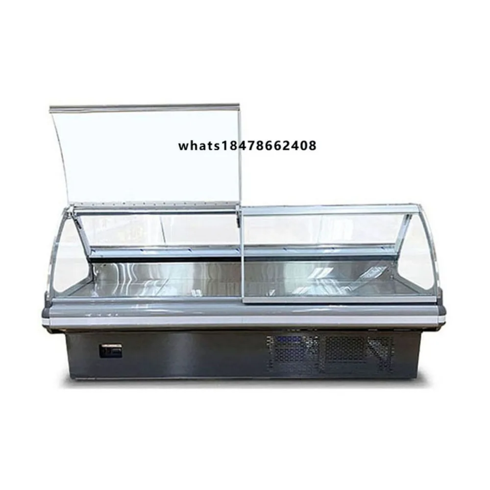 Commercial Horizontal Cooked Food Display Chiller Semi-open Flip Top Cover Refrigerated Freezer