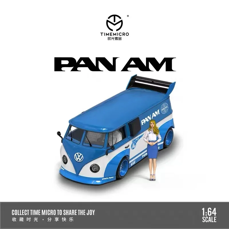 

TIMEMICRO 1:64 Volkswagen T1 фургон PAN AM с широким корпусом, Модель корпуса, фигурка из смолы