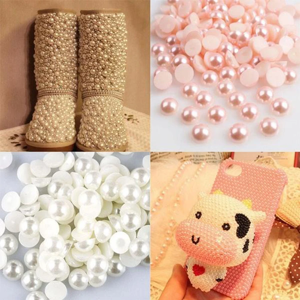

2000pcs Pearl Beads 4Mm Mixed Color Half Round Flat Back Diy Crafts Jewelry Making Durable Abs Material Loose Dyed Beads Earring