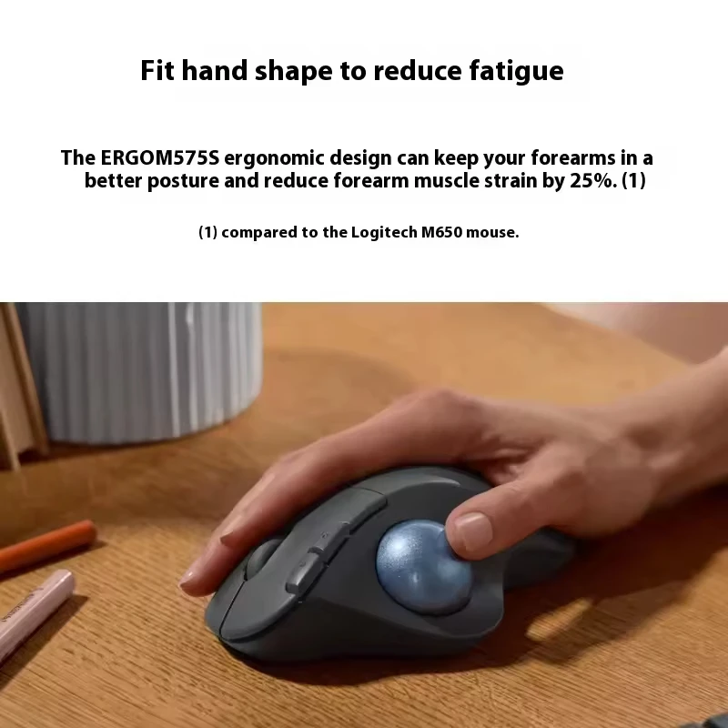 Logitech Ergo M575S Professional CAD Drawing Mouse Wireless for Bluetooth Trackball Ergonomic Design for Office Business USB