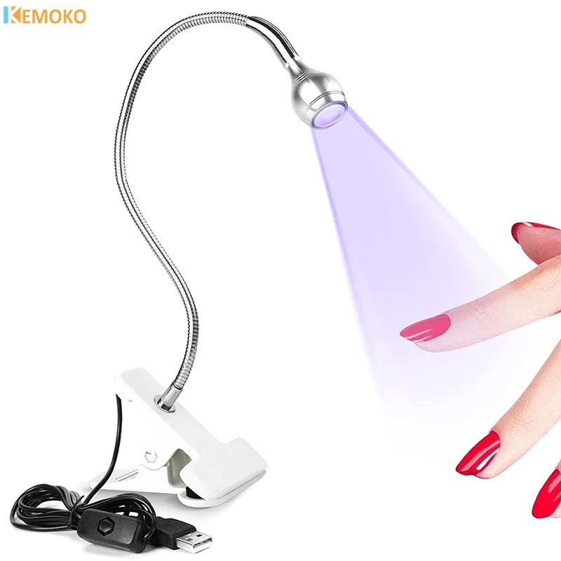 UV LED prego luzes secador lâmpada, Mini flexível clip-on mesa, USB Gel cura, Manicure salão de beleza, Ferramentas pedicure, ultravioleta