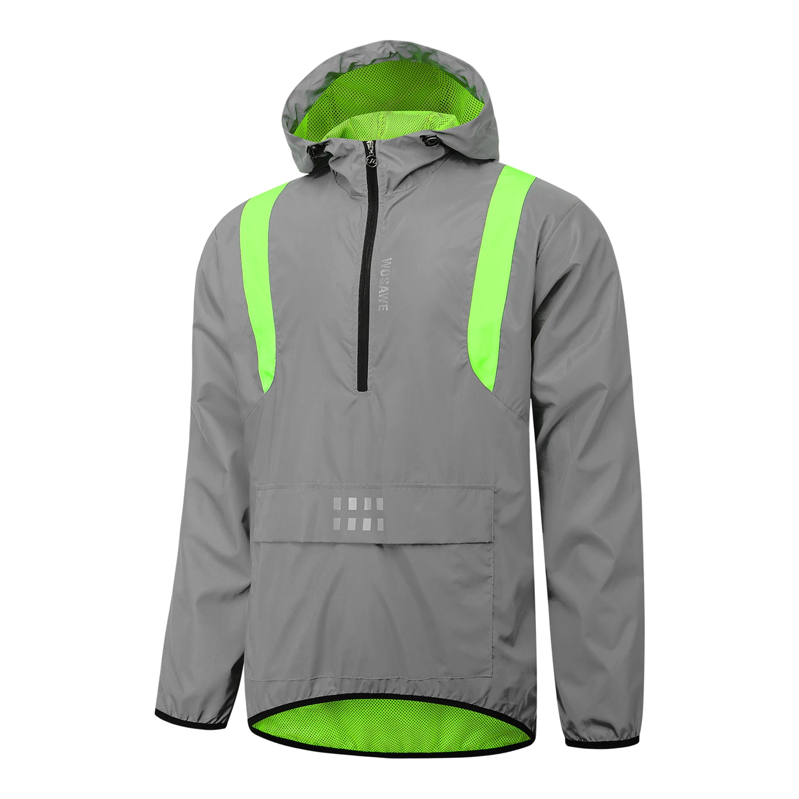 Men Reflective Cycle Jacket Windproof Hooded Bike Jacket Coat for Running Hiking Walking Night Safety Jacket