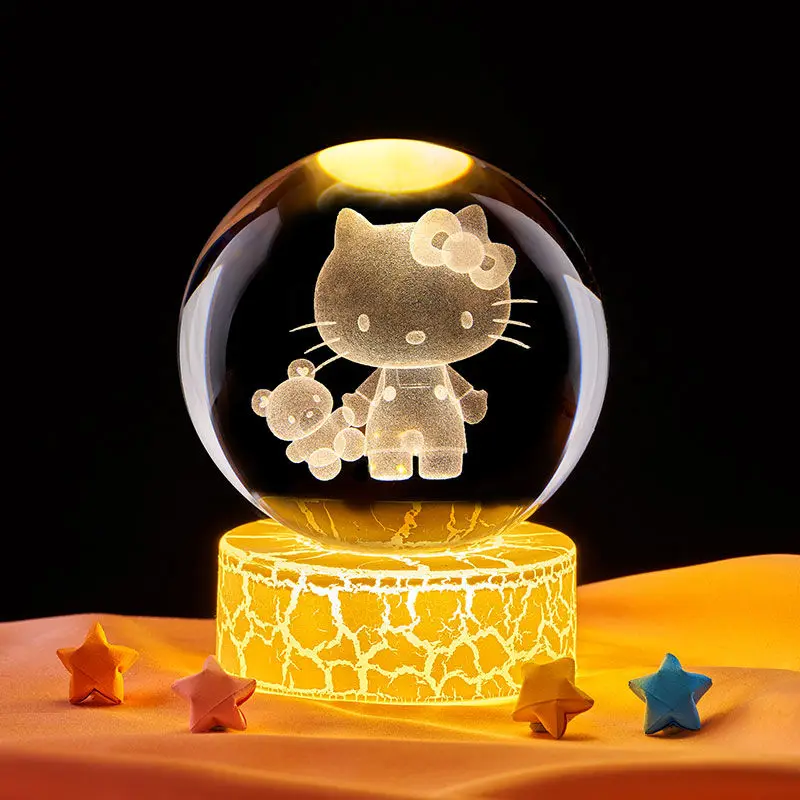Hello Kitty อะนิเมะอุปกรณ์ต่อพ่วงสร้างสรรค์การ์ตูนแกะสลักมูลค่าเดสก์ท็อปเครื่องประดับ Dimming ห้องนอน Night Light แฟนของขวัญ