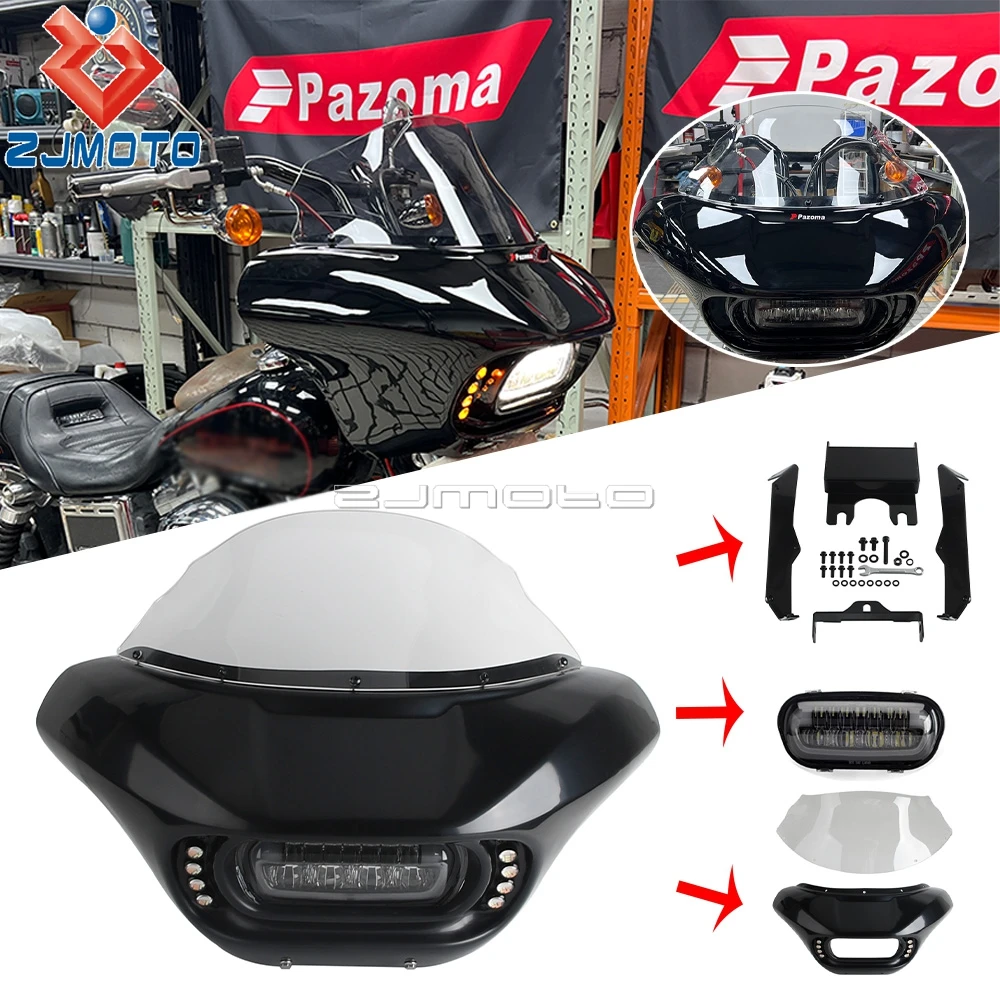 

Обтекатель для мотоцикла Low Rider с LED фарой, поворотниками, дневными ходовыми огнями и ветровым стеклом для Harley Dyna Super Glide FXD Street Bob