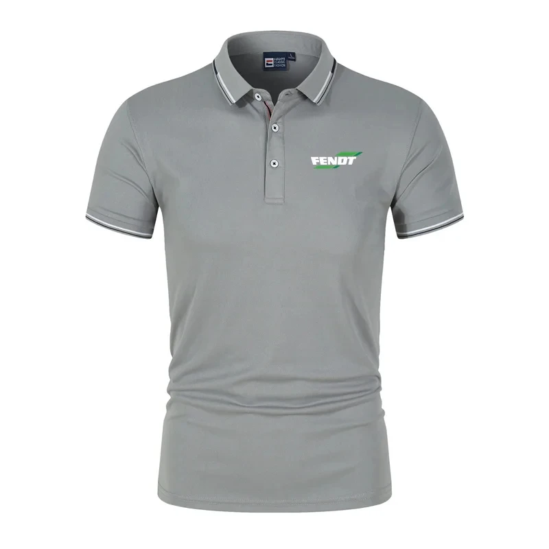 Camisa polo casual de manga curta masculina, roupa de rua elegante, trator Fendt, 4XL