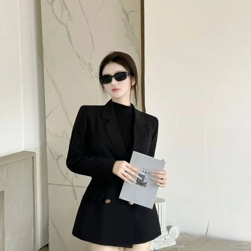 2025 moda feminina fino ajuste duplo breasted blazer, estilo coreano escritório comutar jaqueta, chique elegante terno para mulher