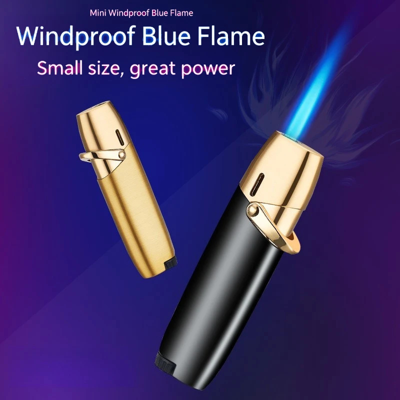Creative Windproof Red Flame Lighter, Gradient Metal Butane Lighter with Rocker Ignition, Unique Gift for Men & Women