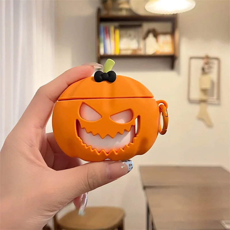 Halloween Pumpkin Case for AirPods 4 Airpod 1 2 3 Pro Pro2  Bluetooth Earbuds Charging Box Protective Earphone Case Cover