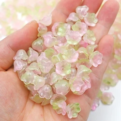 Gradient Pink Green Petunia Crystal Lampwork Beads For Needlework Diy Jewelry Making Handmade Bracelets Necklaces Accessories