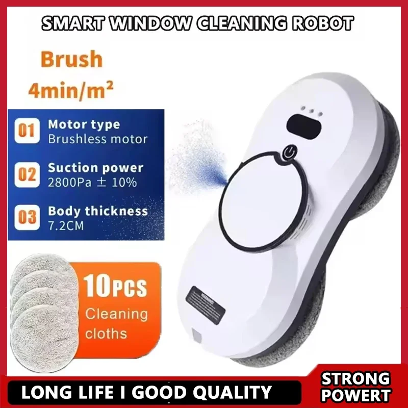

Automatic Window Cleaning Robot Water Spraying Glass Cleaner Anti-Fall Feature for Safe And Efficient Home Maintenance
