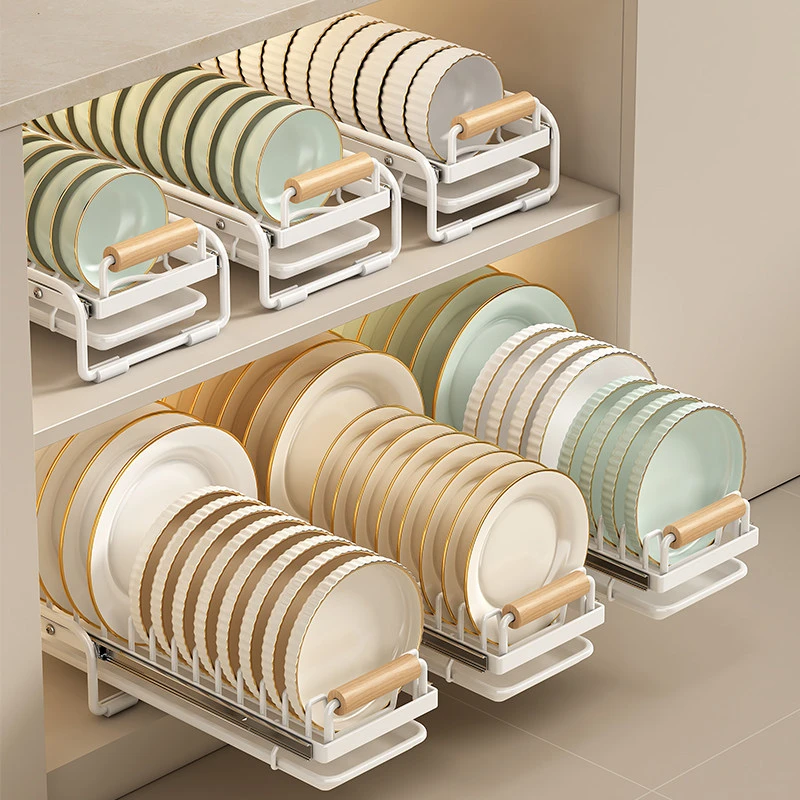 Pull Out Dish Rack Kitchen Cabinet Organizer Slide Out Plate Bowl Storage Rack Dish Drying Rack Space Saving