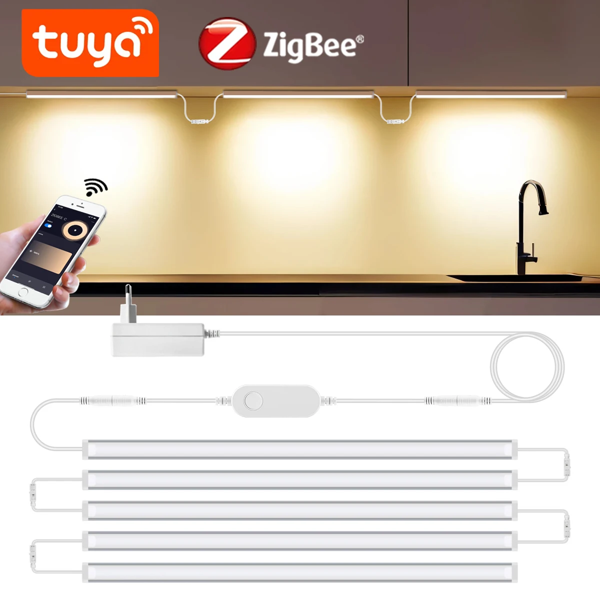 yZ[zTuya Zigbee LED LrlbgCgo[Lbg WiFi A~`[uXgbv\ȃLb`IN[[bg Google Alexa 