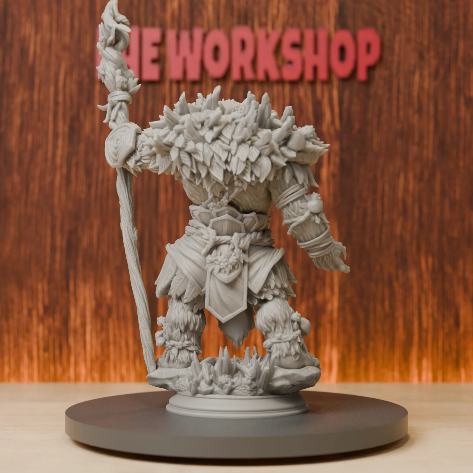 Werebear Druid Miniatures | 28mm-75mm | Resin 3D Printed DND Pathfinder Mini | Unpainted Grey