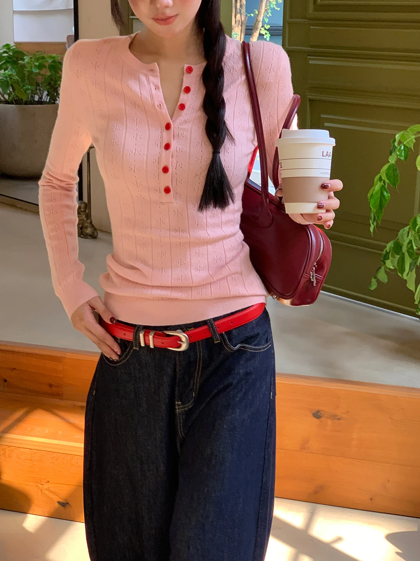 سترة نسائية شتوية بأكمام طويلة من الصوف المحبوك باللون الوردي، ملابس خارجية كاجوال ذات إحساس راقي، تصميم داخلي متناسق بلمسة ش... #4