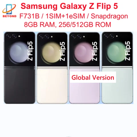 Samsung Galaxy Z Flip 5 Flip5 5G Global Version F731B 6.7" AMOLED NFC Snapdragon Unlocked Foldable Original 99% New Cell Phone