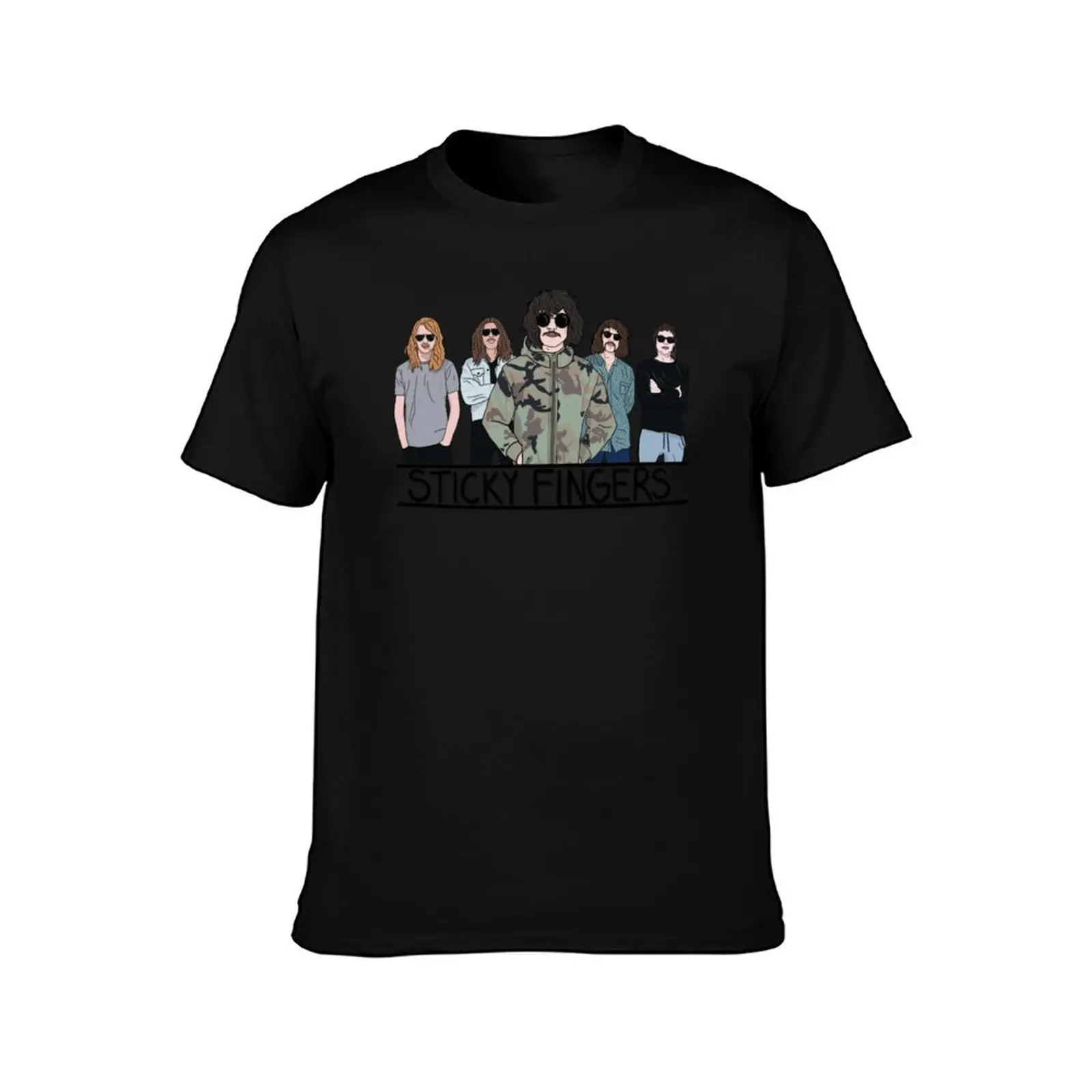 Sticky Fingers T-Shirt, Summer Casual Cotton Tee, Oversized Streetwear Tops, Vintage Graphic Print, Loose Fit Short Sleeve