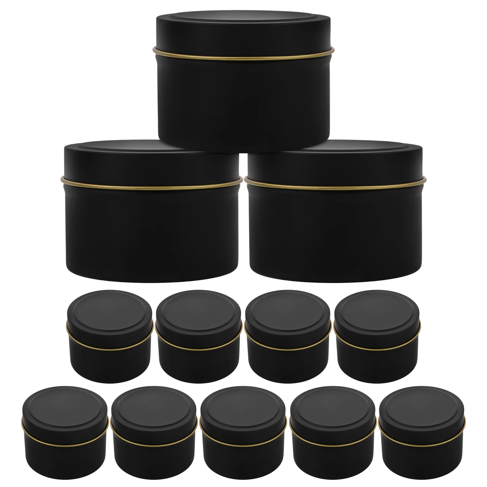 

12 Pcs Black Retro Jars Tin 4 Ounce Soy Wax Containers Durable Sealing Lid Empty Metal Holders For DIY Aromatherapy