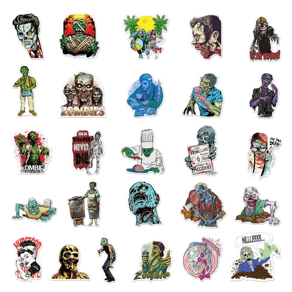 50pcs Decay Hungry Zombies Stickers For Phone Stationery Laptop Notebooks Scrapbook DIY Sticker Vintage Scrapbooking Supplies