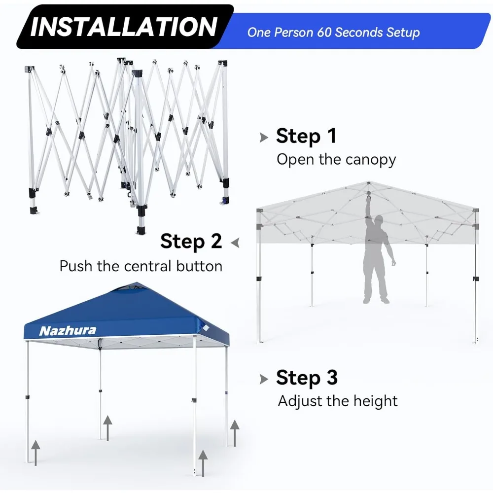خيمة بمظلة منبثقة مقاس 10 × 10 قائمة بذاتها مع كيس رمل للملاجئ الخارجية، إعداد سهل للنزهات والتخييم #4