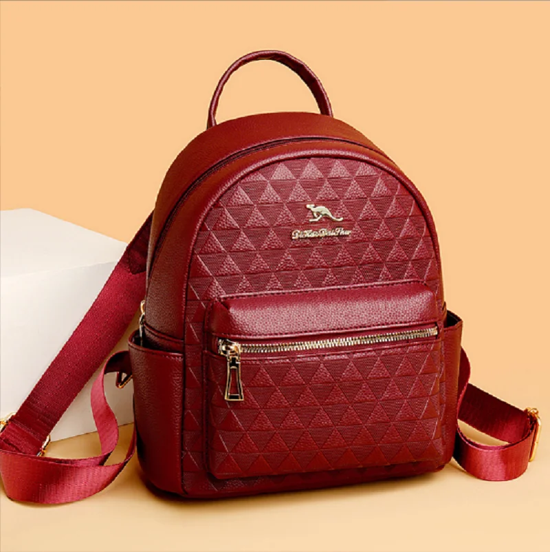 2025 New Fashion Luxury Diamond Lattice Backpack Women's High Quality Leather Travel Small Backpacks Shoulder Bags School Bag