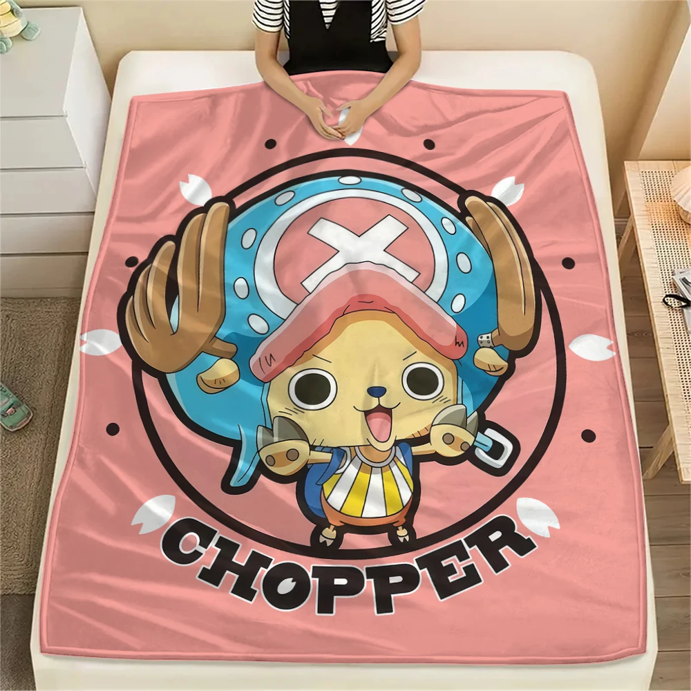 ONE PIECE Tony Tony Chopper Flannel Blanket Lovely Print Fit For Bedroom Chair Sofa Bed Travel Picnic -HE75