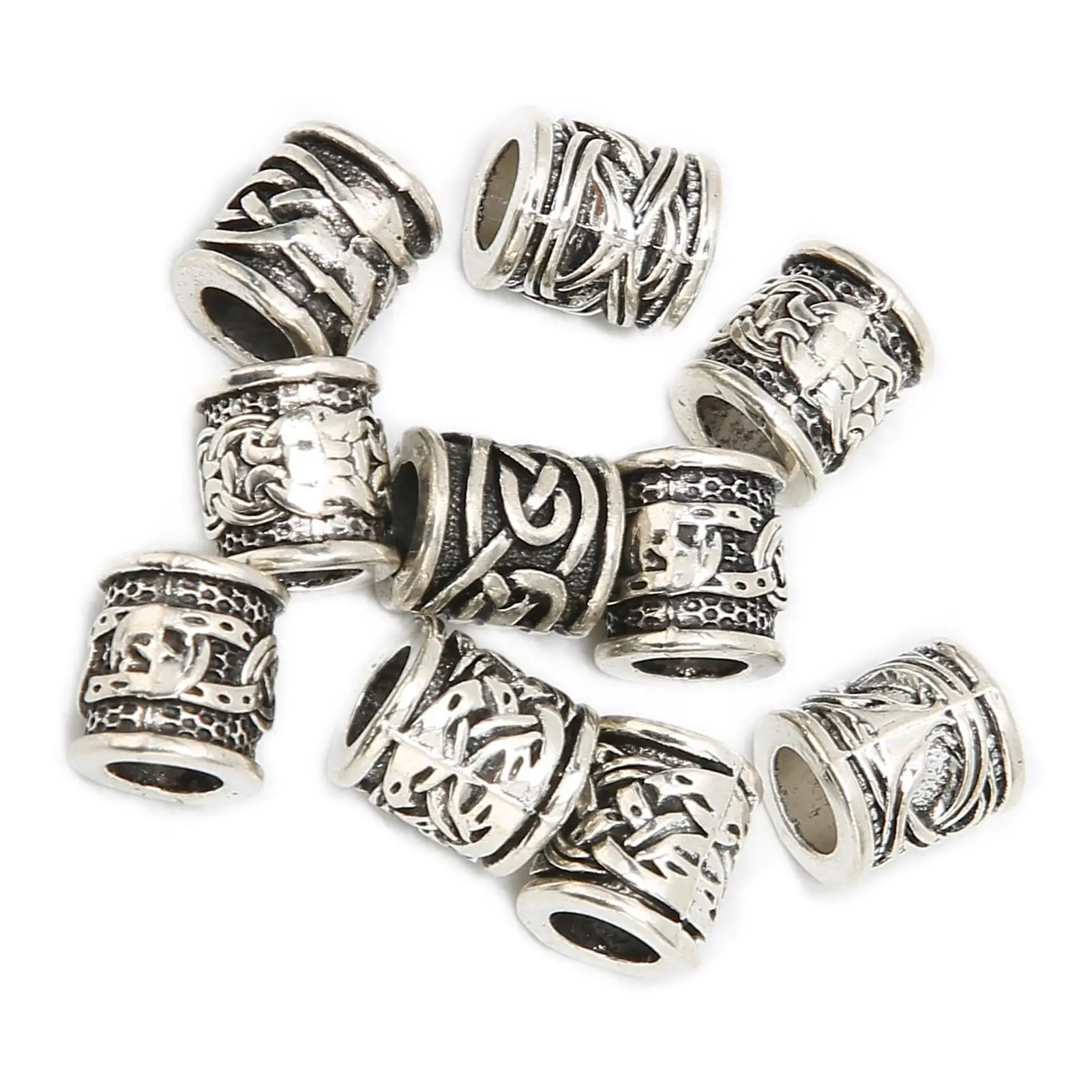 10Pcs Viking for beard Beads - Antique Norse Alloy Dreadlock Beads for Hair DIY, Bracelet & Necklace Supplies