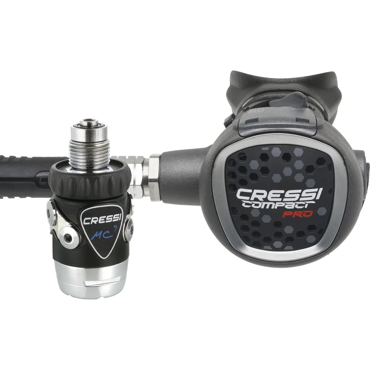 

Cressi MC9-SC / COMPACT PRO - INT Hiper Balanced Regulator Scuba Diving 1st Stage 2nd Stage Set Silicone Mouthpiece with Hose