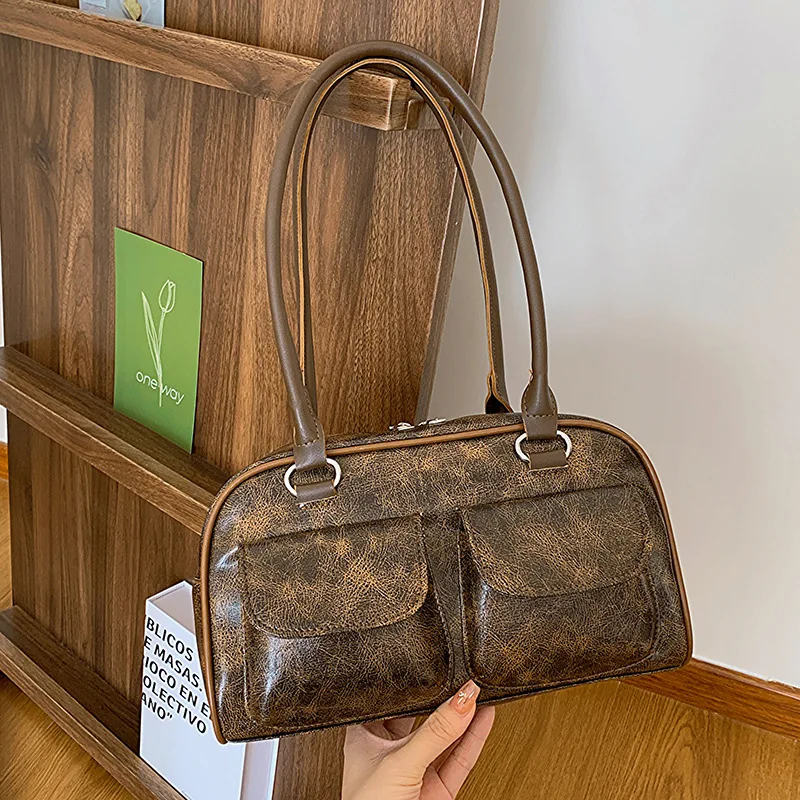 

Retro small double-pocket single-shoulder bag for women new fashion trend designer underarm bag for women, handbag and wallet