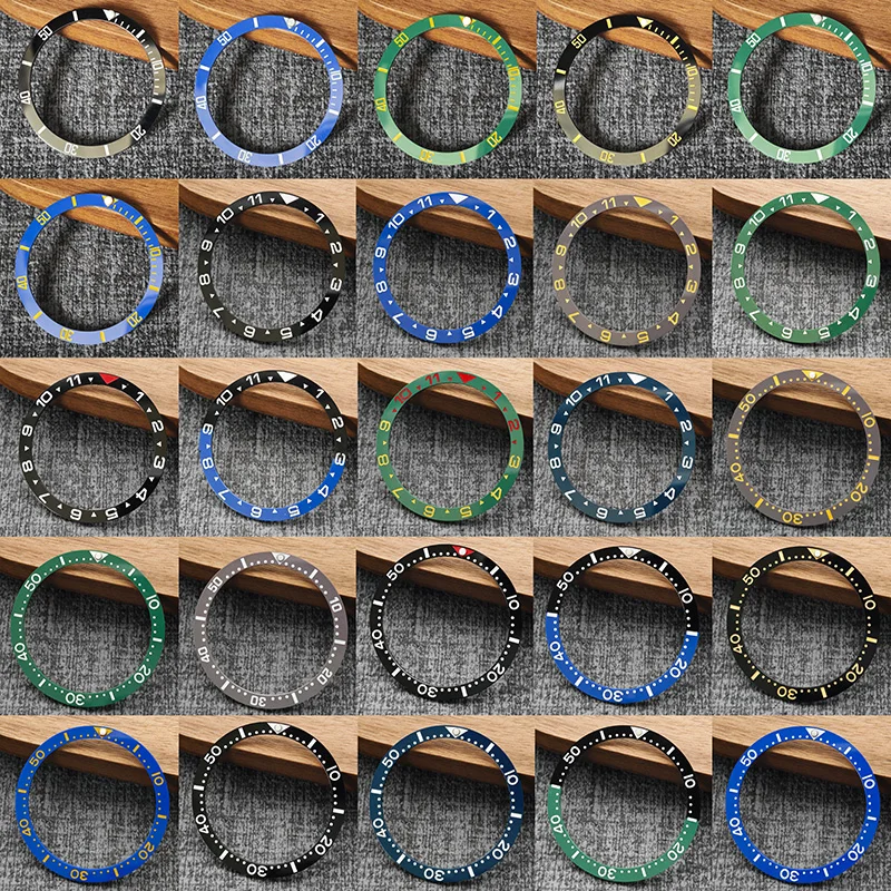 38MM SKX007 Bezel Inserts Flat Ceramics Fit SKX007 SKX009 SRPD Watch Case For Replace Watch Parts Men's Watch Repair Accessories