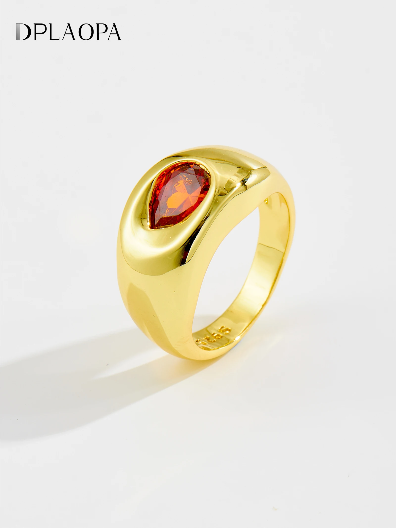 

DPLAOPA 925 Sterling Silver Pear Shaped Red Clear Zircon CZ Ring Women Fine Fashion Jewelry Party Birthday Rock Punk Gift