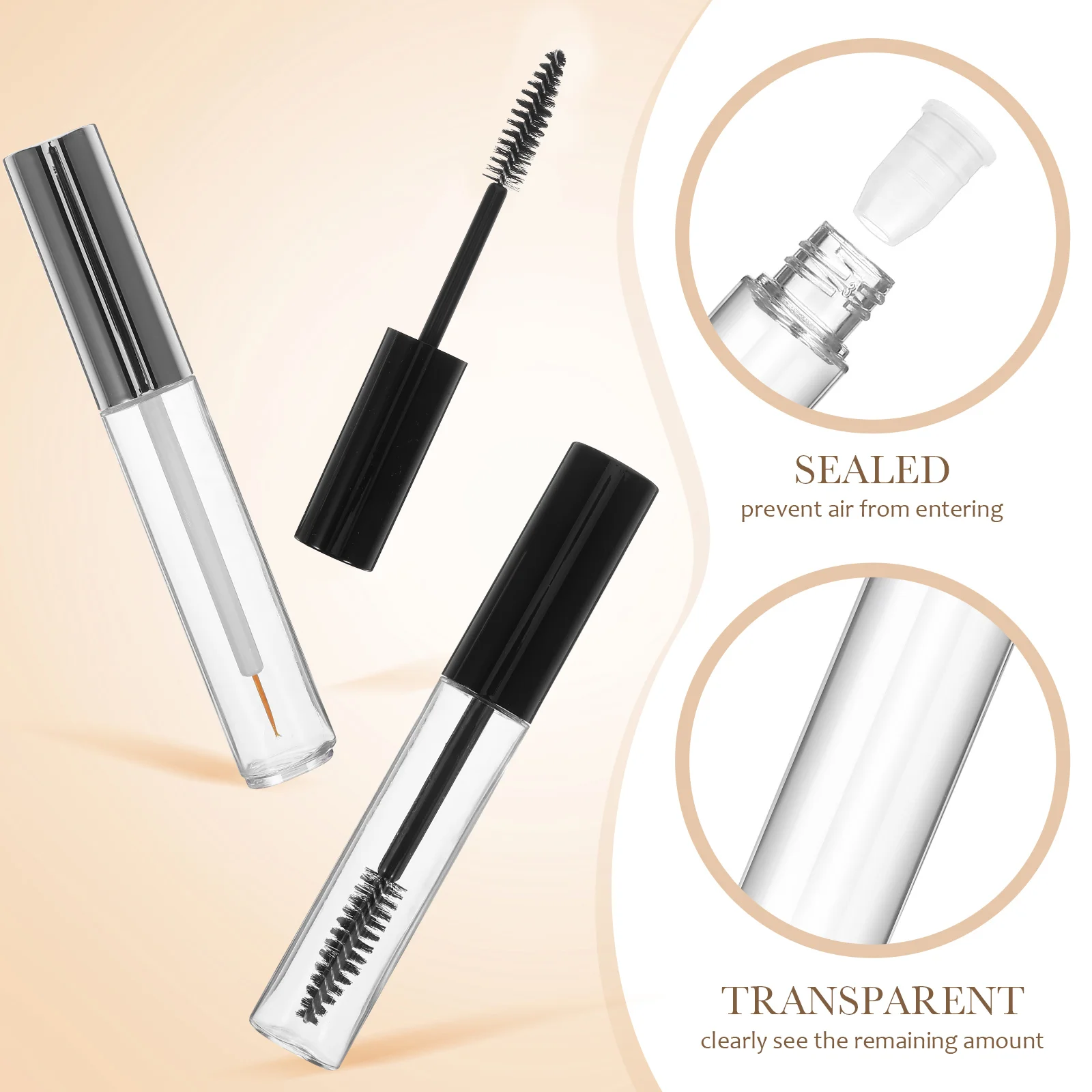 3-delige heldere mascara lege wimperbuis crème flessenborstel trechter glazen container wimpers