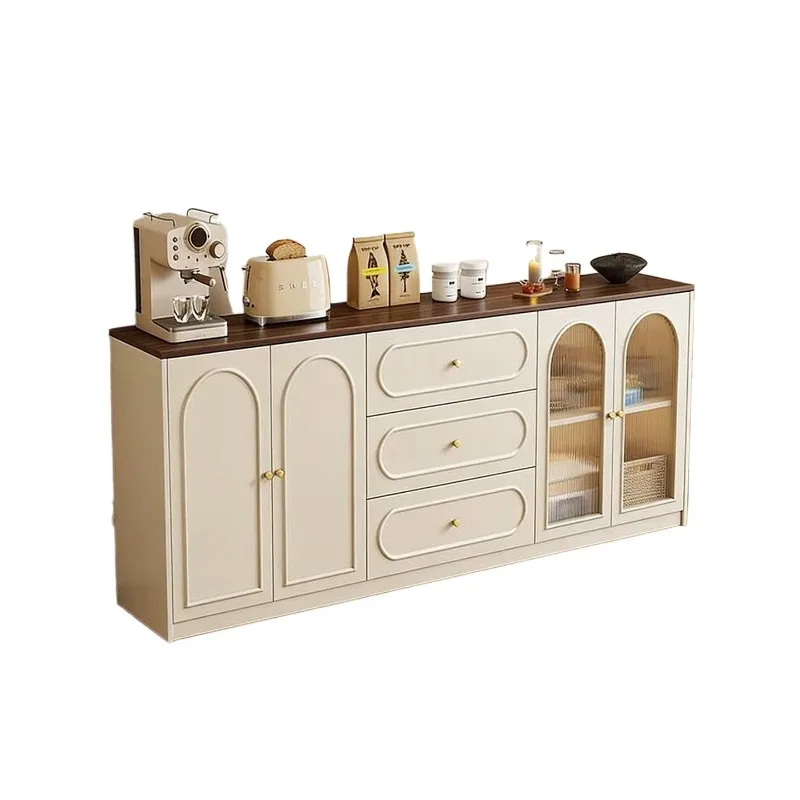 Solid wood dining side cabinet, oil wind living room integrated against the wall tea cabinet