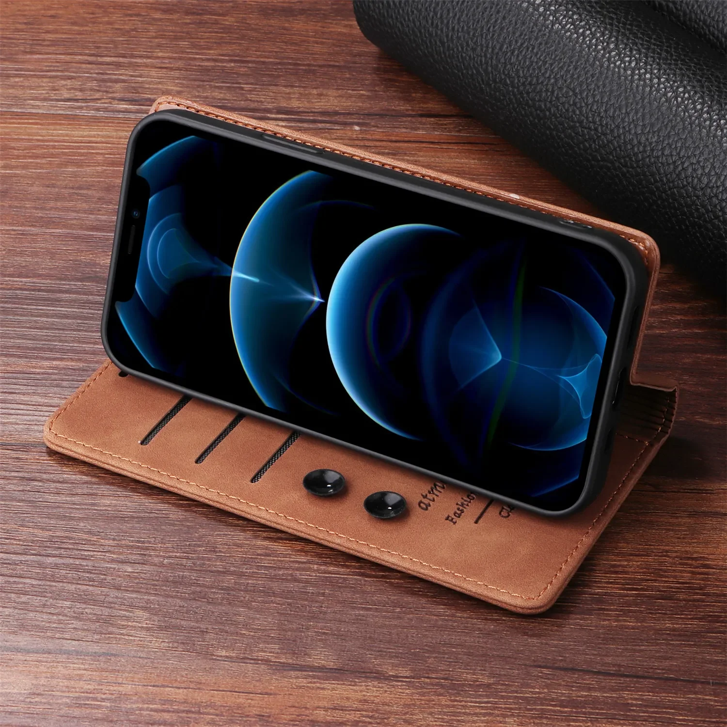Etui typu flip z ekoskóry do Samsung Galaxy S8 S9 S10 S20 S21 FE S22 S23 S24 Plus S25 Edge S26 Note 9 10 Note 20 Ultra, z funkcją portfela. — zdjęcie produktu 6