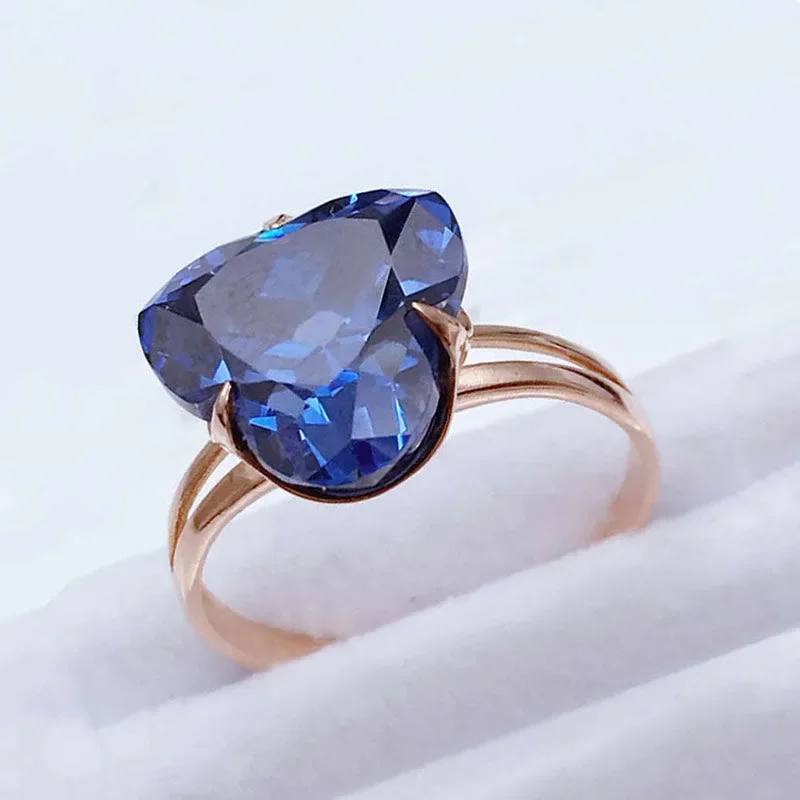 585 purple gold fashion new product sapphire rings for women plated 14K rose gold luxury classic elegant jewelry Adjustable