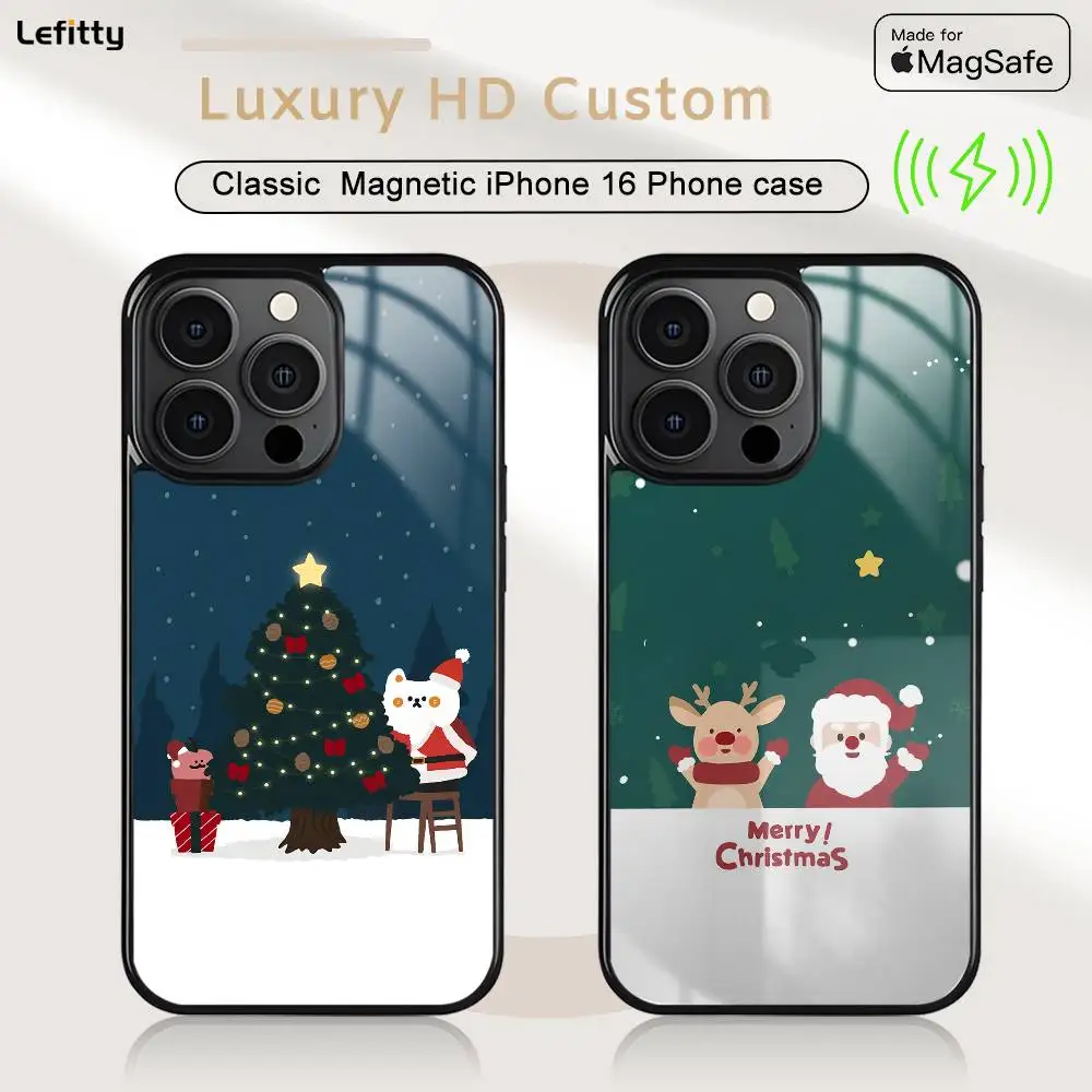 

Merry Christmas Hot Phone Case For iPhone 16 15 14 13 12 11 Pro Max Plus Mini Magsafe Charging Cover Magnetic Hard Shell