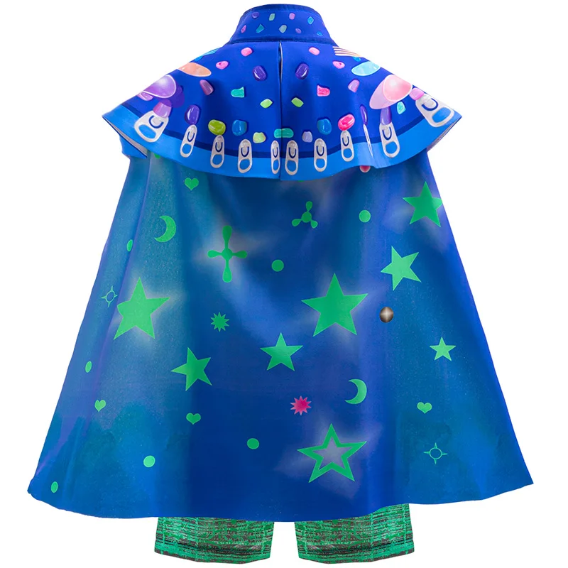 عيد الميلاد بنين الأرض مفوض زي الفضاء اكسبلورر زي الاطفال قميص السراويل عباءة مجموعة بوريم كرنفال تأثيري حلي