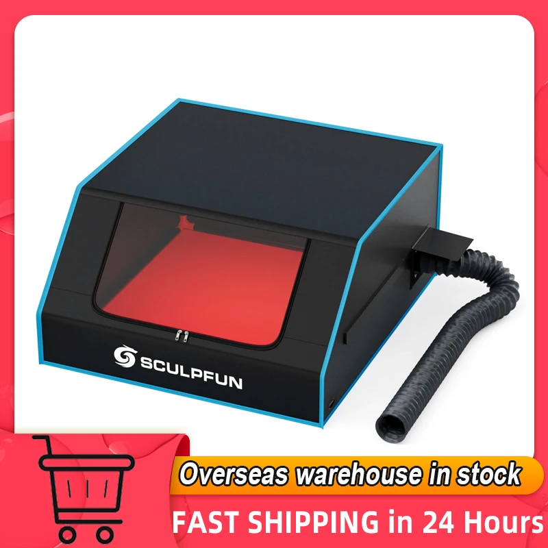 SCULPFUN B1 Laser Engraver Enclosure Smokeproof Fireproof Protective Cover with Powerful Suction Fan Large Size 680x765x380mm