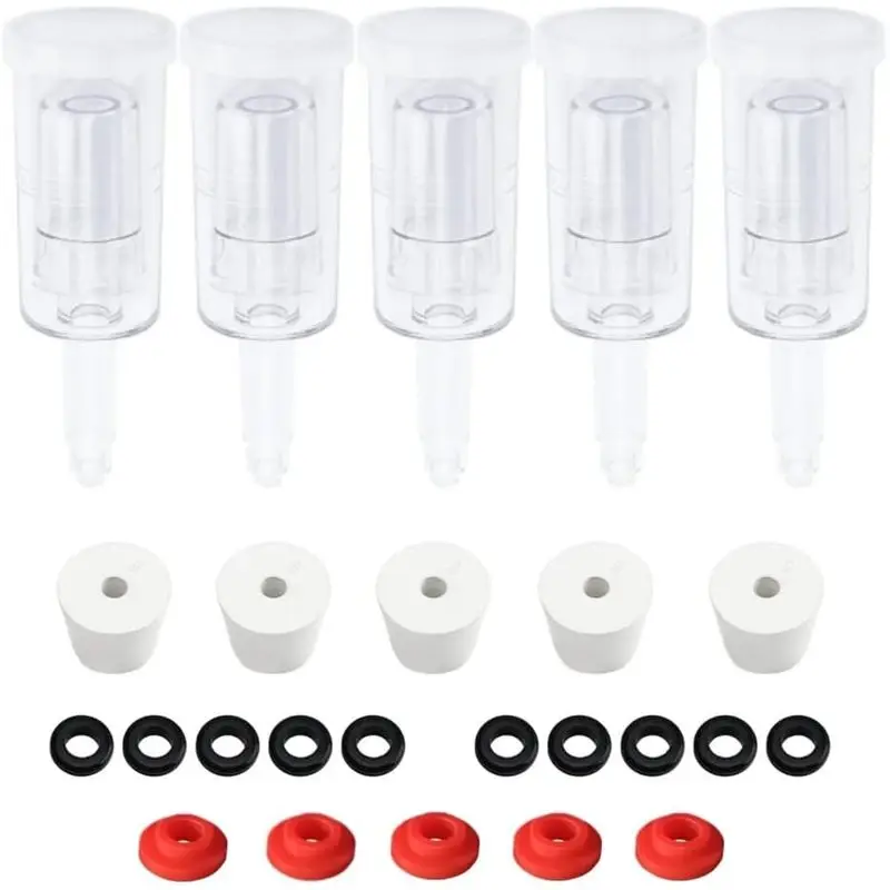 3-Piece Airlock 5-Pack with #6 Stoppers, Silicone Loops & Grommets ...