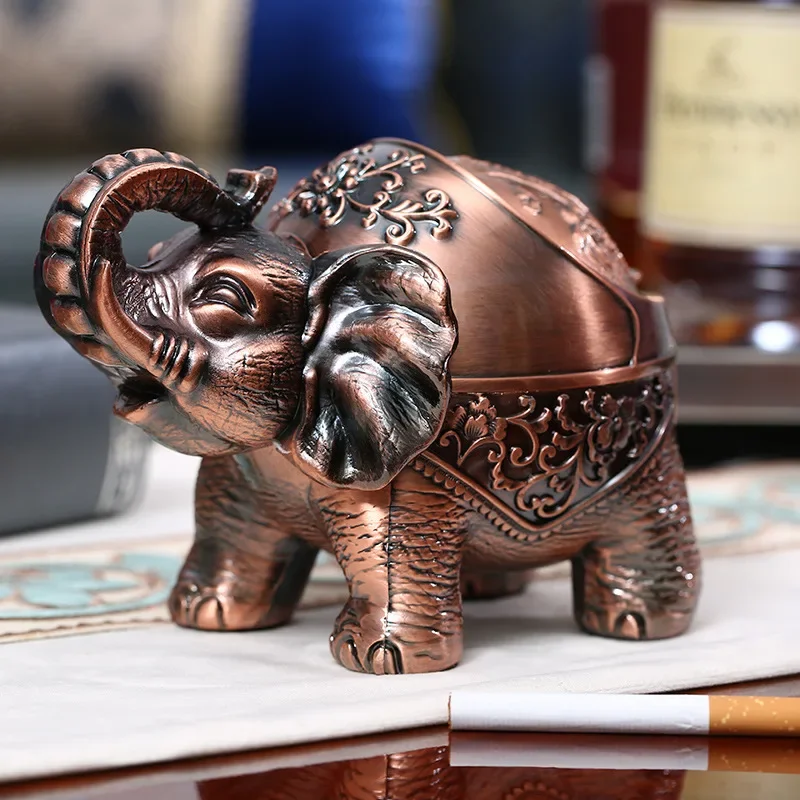 

Alloy 5D Standing Elephant Windproof Ashtray Creative Personality Trend Metal Multifunctional Office Home Living Room