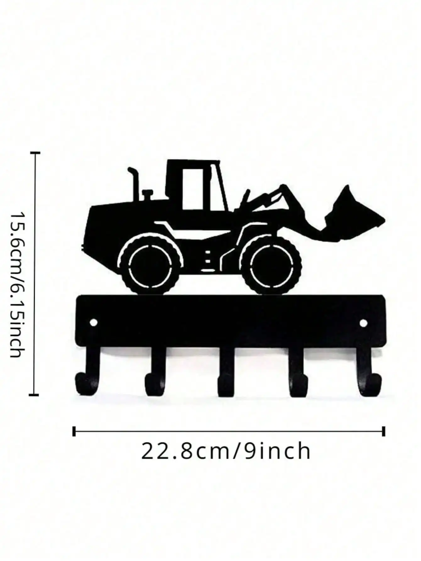 CIFBUY Pretty Wheel Loader Metal Wall Hook Rack Construction Vehicle Silhouette Wall Mount Coat Key Hook Kids Room Decor
