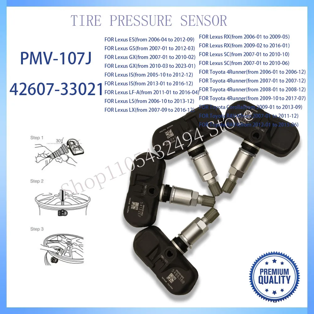 

Датчик давления в шинах TPMS PMV-107J 42607-33021 для Toyota Corolla Lexus 2009-2013 годов выпуска, 315 МГц, 42607-33011, 42607-06011
